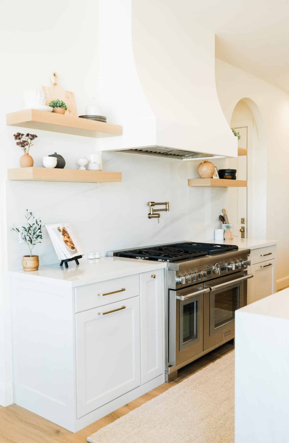 Kitchen cabinets and floating shelves in West Warren Utah