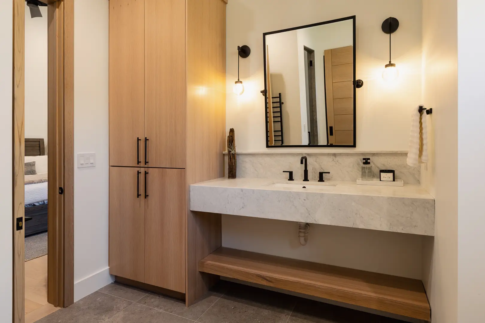Kids bath floating vanity park city rasmussen custom cabinetry