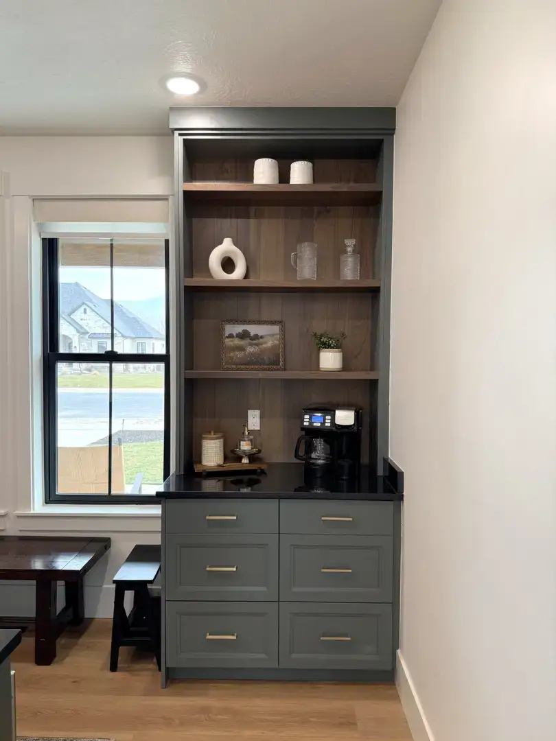 Custom cabinetry and coffee bar in Slaterville, Utah home.